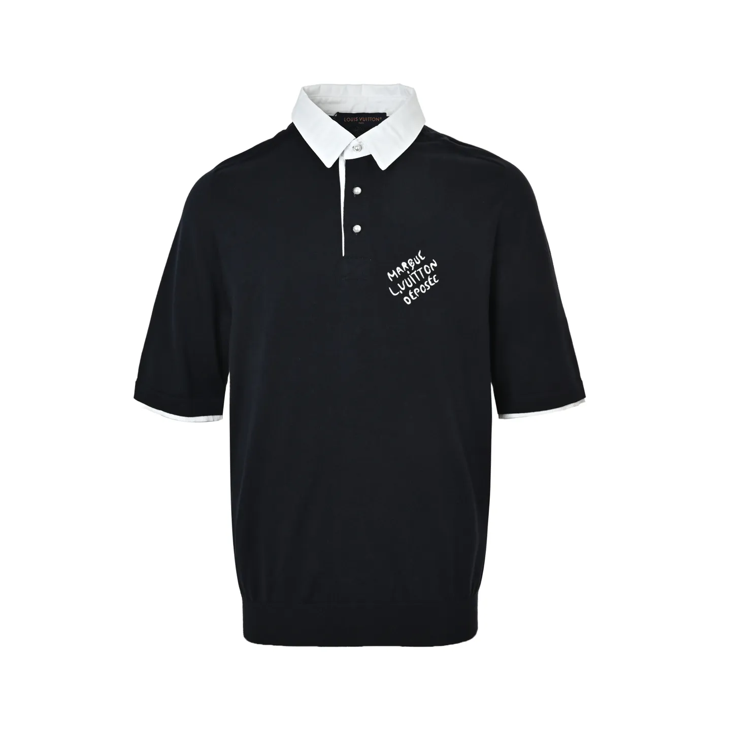 Louis Vuitton/Louis Vuitton white collar button knitted Polo short sleeves